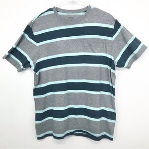 Patagonia Gray and Blue Striped Short Sleeve Tee